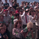 Archival image of crowds watching Challenger shuttle launch